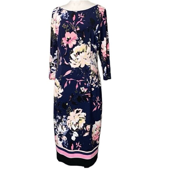 INC International Concepts 3/4 Sleeve Floral Dress - Picture 1 of 10